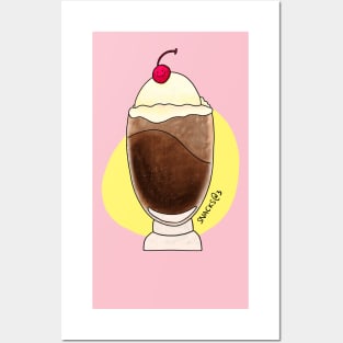 Ice cream float with red cherry Posters and Art